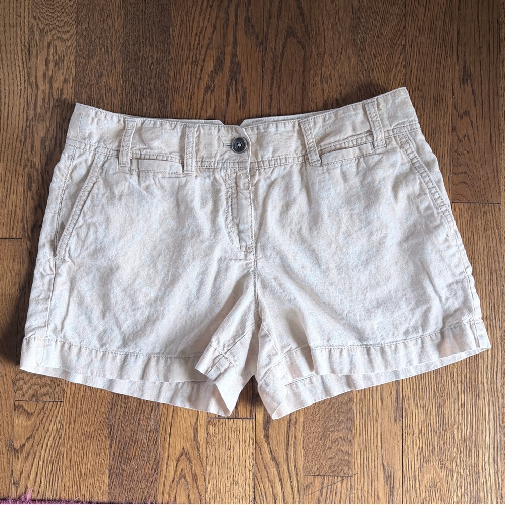 LOFT Womens cotton chino shorts Tonal Floral beige Neutral print size 8 medium